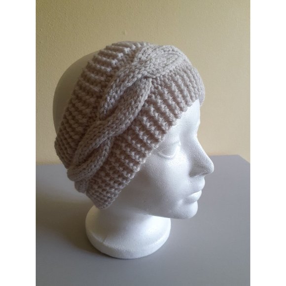 Light Gray/pearl Knitted  Headband - Picture 1 of 8